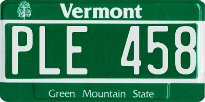 VT license plate PLE458