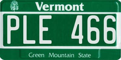VT license plate PLE466