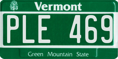VT license plate PLE469