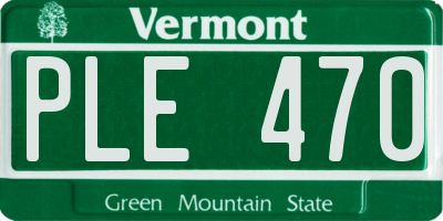 VT license plate PLE470