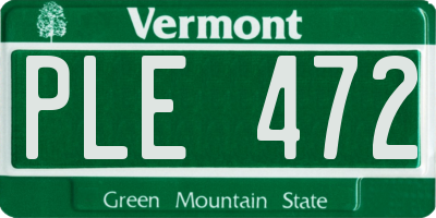 VT license plate PLE472