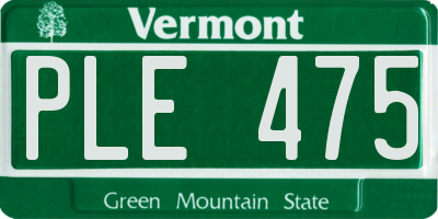 VT license plate PLE475