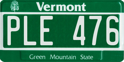 VT license plate PLE476