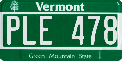 VT license plate PLE478