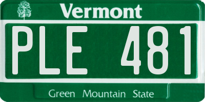 VT license plate PLE481