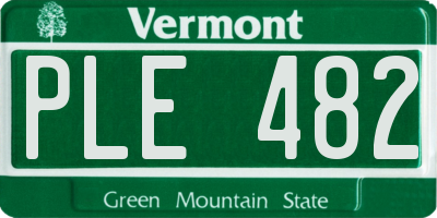 VT license plate PLE482