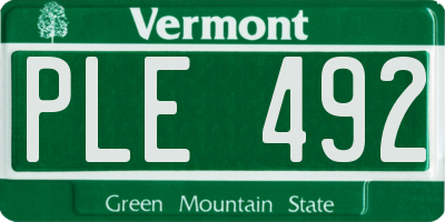 VT license plate PLE492