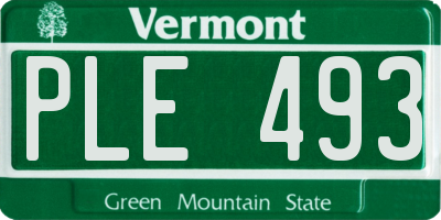 VT license plate PLE493