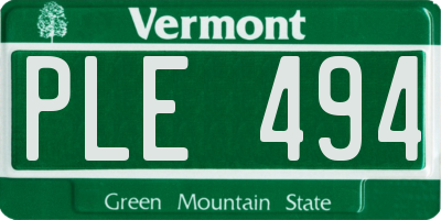 VT license plate PLE494