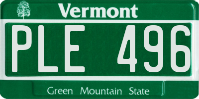 VT license plate PLE496