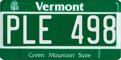 VT license plate PLE498