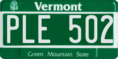 VT license plate PLE502