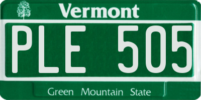 VT license plate PLE505