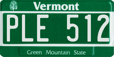 VT license plate PLE512