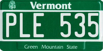 VT license plate PLE535
