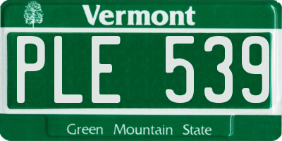 VT license plate PLE539