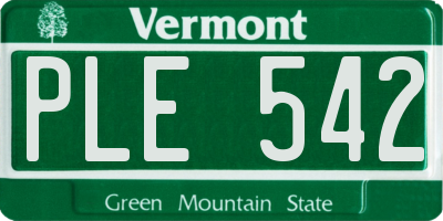 VT license plate PLE542