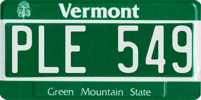 VT license plate PLE549