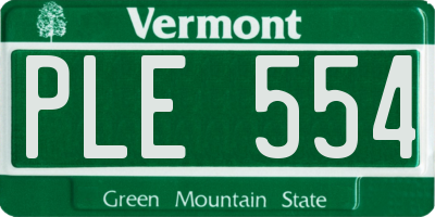VT license plate PLE554