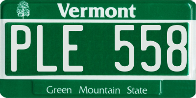 VT license plate PLE558