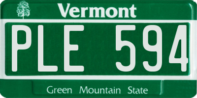 VT license plate PLE594