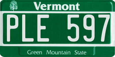 VT license plate PLE597