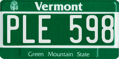VT license plate PLE598