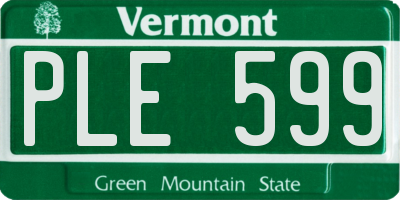 VT license plate PLE599
