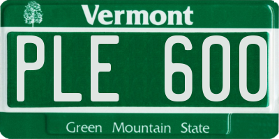 VT license plate PLE600