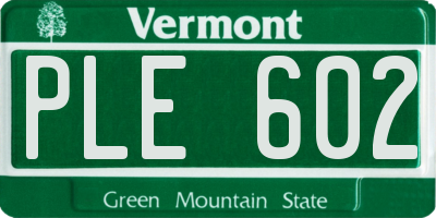 VT license plate PLE602