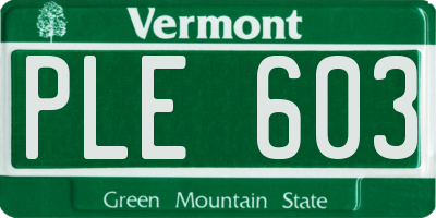 VT license plate PLE603