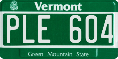 VT license plate PLE604