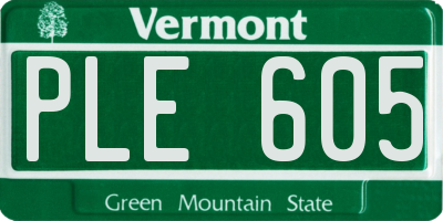 VT license plate PLE605