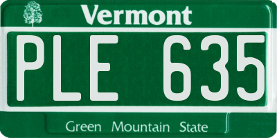 VT license plate PLE635