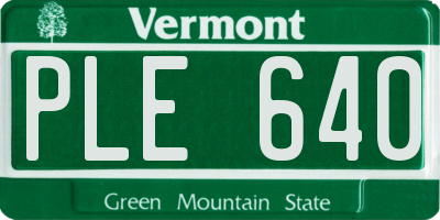 VT license plate PLE640