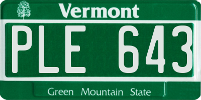 VT license plate PLE643