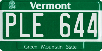 VT license plate PLE644