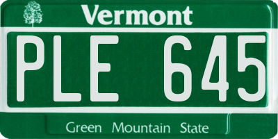 VT license plate PLE645