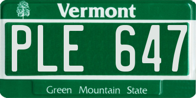 VT license plate PLE647