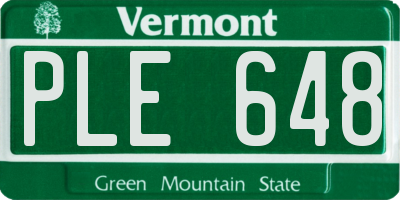 VT license plate PLE648