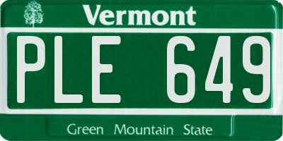 VT license plate PLE649