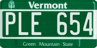 VT license plate PLE654