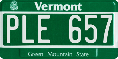 VT license plate PLE657
