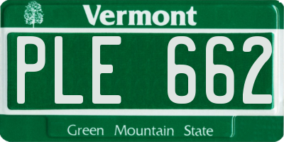 VT license plate PLE662