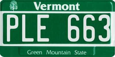 VT license plate PLE663
