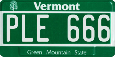 VT license plate PLE666