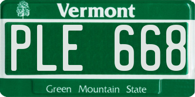 VT license plate PLE668