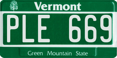 VT license plate PLE669