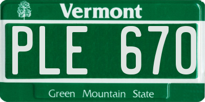 VT license plate PLE670