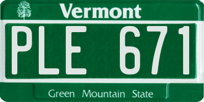 VT license plate PLE671